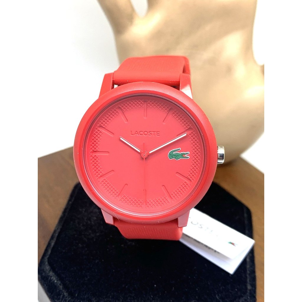 Lacoste Mens Watch 2011173 Quartz Red Dial Rubber Strap 42mm